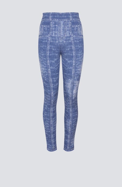 Shop Balmain Jacquard Knit Leggings With Denim Effect