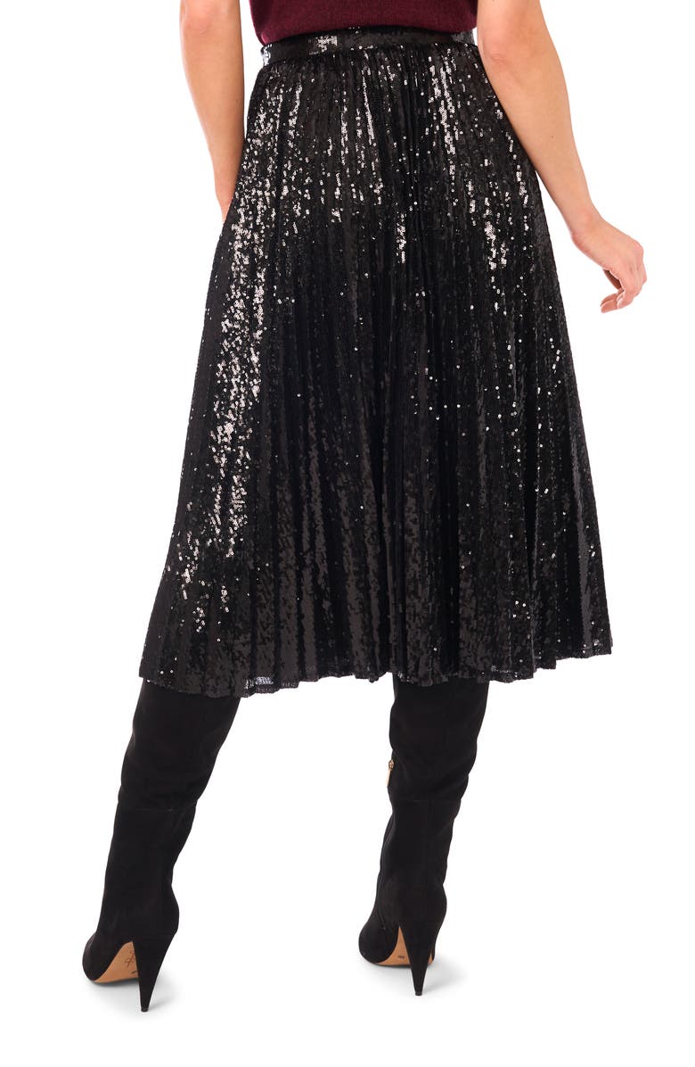 Halogen<sup>®</sup> Sequin Pleated Midi Skirt, Alternate, color, Rich Black