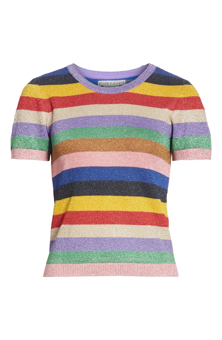 Alice + Olivia Baylor Stripe Top, Alternate, color, 