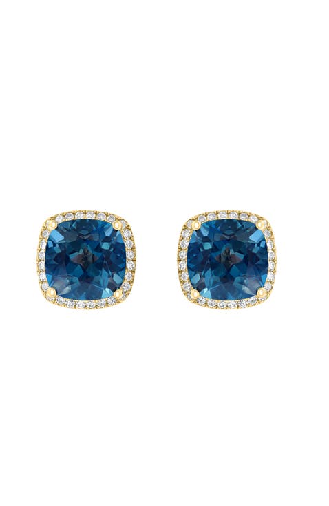 14K Yellow Gold Midnight Ocean London Blue Topaz Earrings