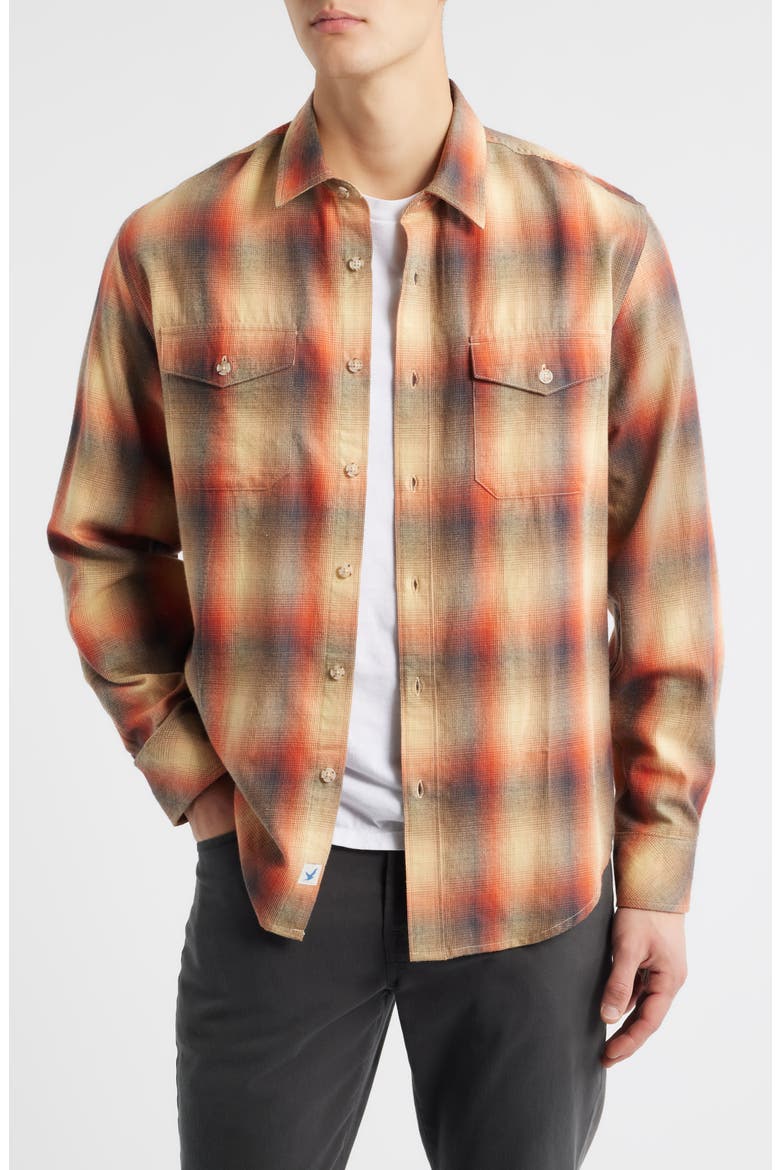 Ranchero Modern Fit Plaid Cotton Button-Up Shirt, Main, color, PUMPKIN