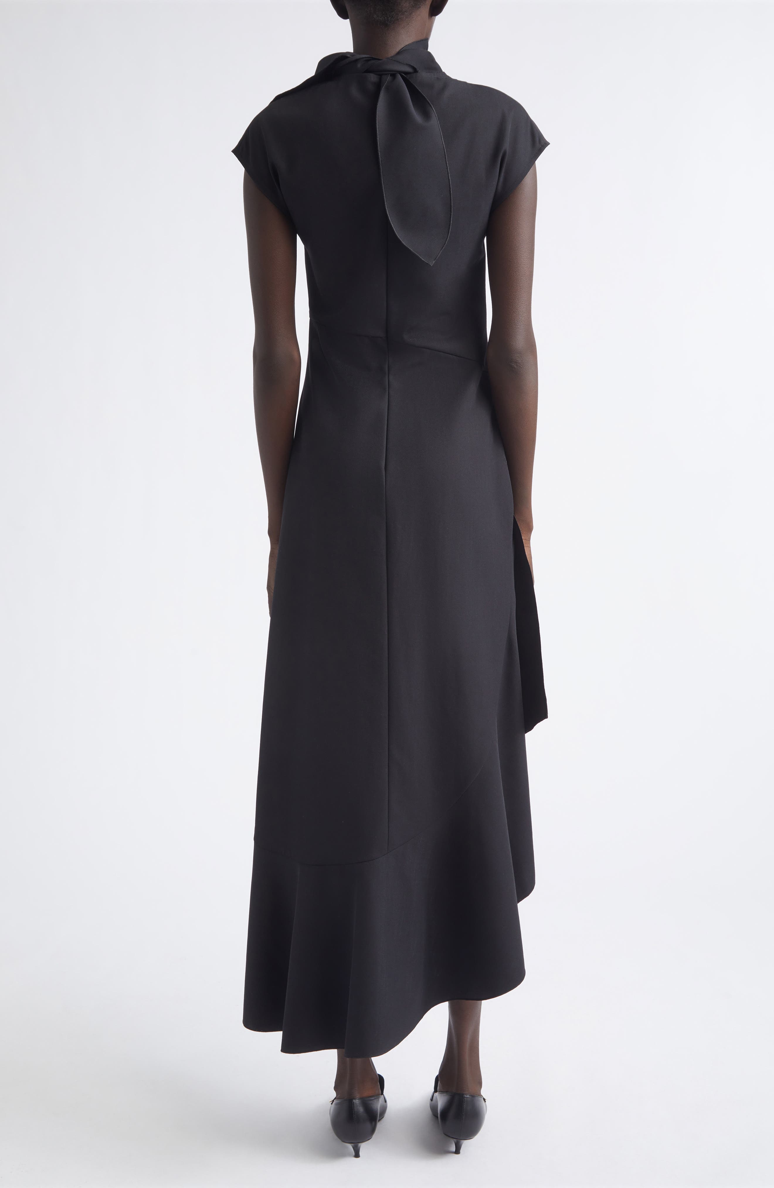 Elodine Asymmetric Tropical Wool Blend Dress