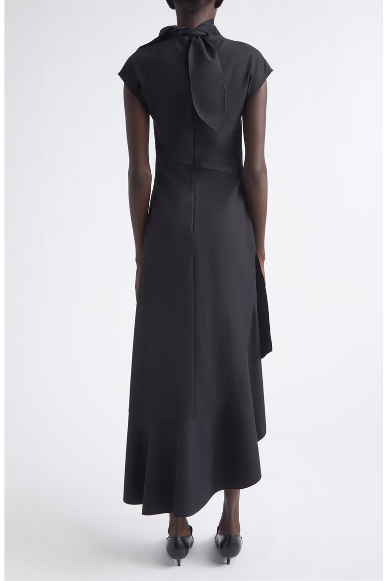 Elodine Asymmetric Tropical Wool Blend Dress, Alternate, color, BLACK