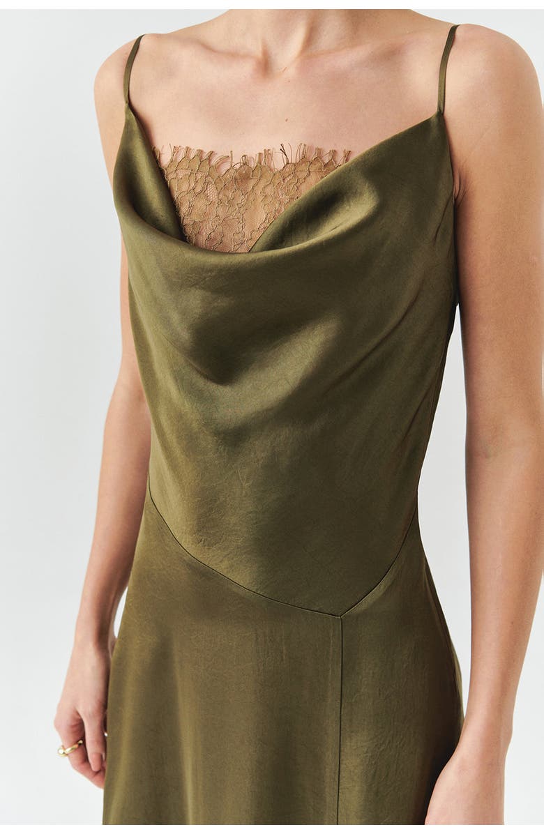 Exquise Macy Cowl Neck Sleeveless Dress, Alternate, color, Khaki