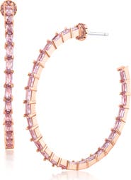 CZ by Kenneth Jay Lane Baguette Cubic Zirconia Inside Out Hoop Earrings
