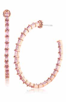 CZ by Kenneth Jay Lane Baguette Cubic Zirconia Inside Out Hoop Earrings