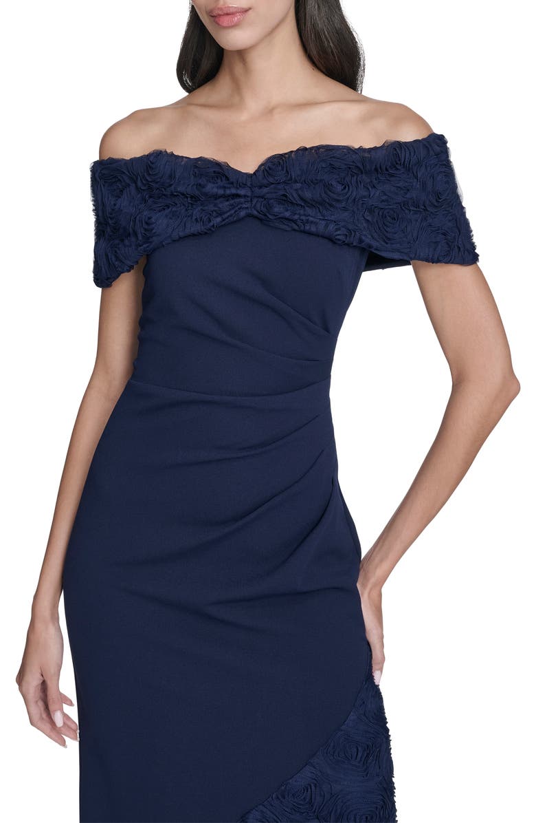 Eliza J Off the Shoulder 3D Floral Gown, Alternate, color, 