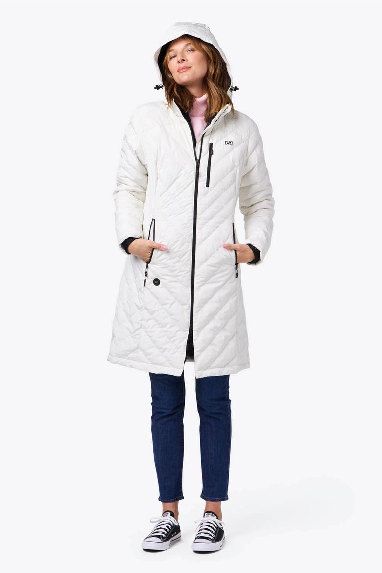 Meridian Long Heated Puffer Jacket, Alternate, color, Cream