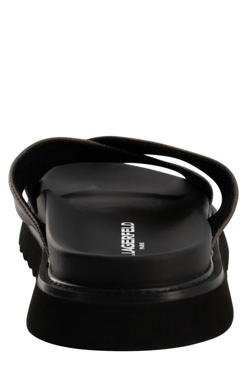 Karl Lagerfeld Paris Tumbled Leather Crisscross Slide Sandal In Black