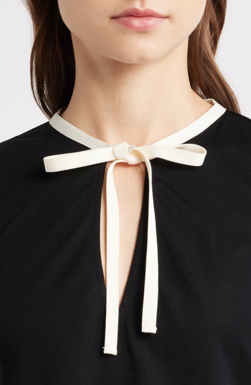 Frame The Keyhole Tie Knit Tank In Blue