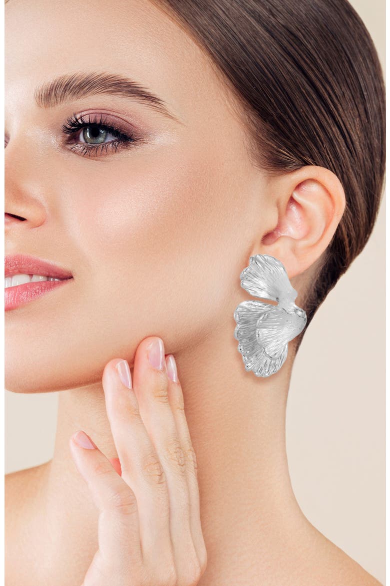 Textured Statement Earrings, Alternate, color, SILVER