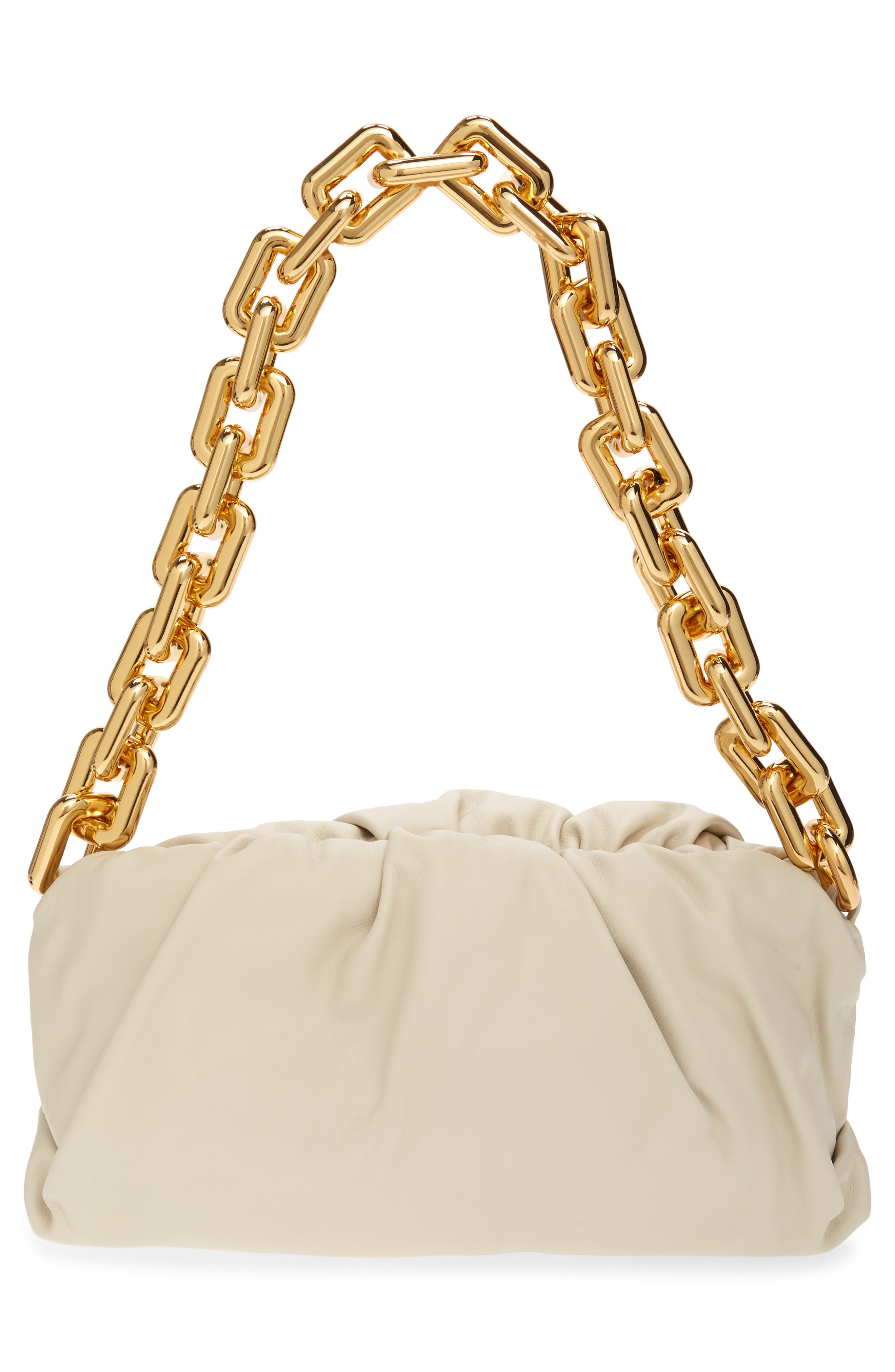 The Chain Pouch Leather Shoulder Bag, Alternate, color, PLASTER/ GOLD