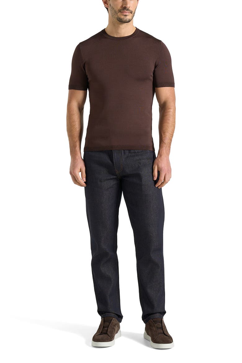 Ellis Luxe Knitted T-Shirt, Main, color, Brown