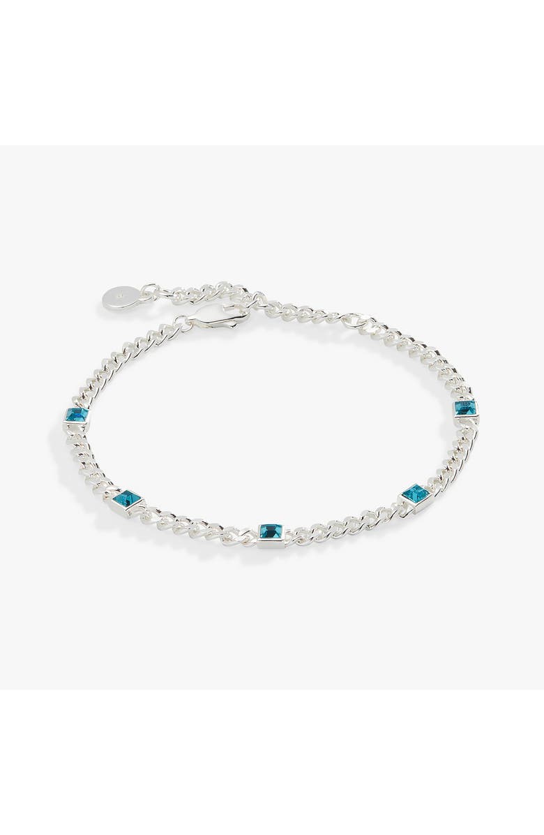 Alex and Ani March Birthstone Aquamarine Curb Chain Bracelet, Main, color, Silver