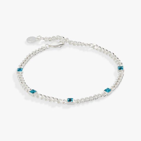 March Birthstone Aquamarine Curb Chain Bracelet