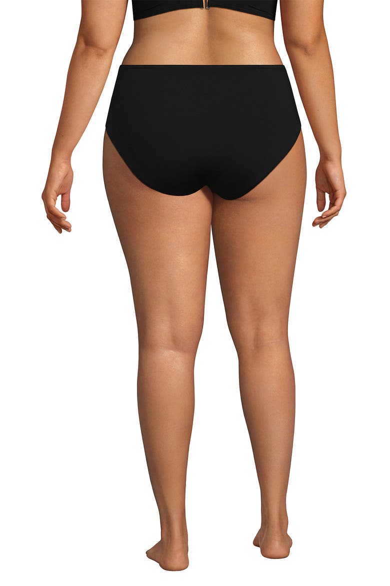 Plus Size Mid Rise Classic Bikini Bottoms, Alternate, color, Black