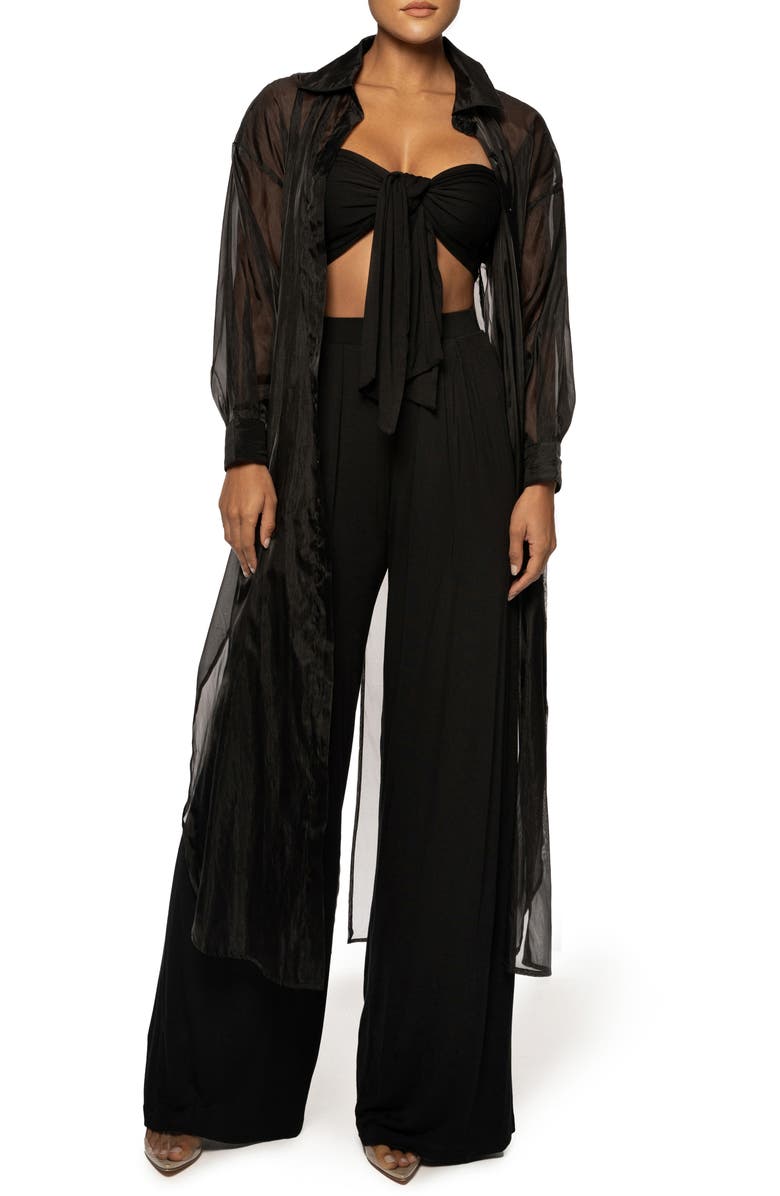 JLUXLABEL Lia Sheer Button-Up Shirtdress, Main, color,