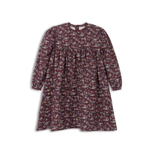 Looms Knits Kids'  Looms Brushed Floral Dress Collection In Burgundy