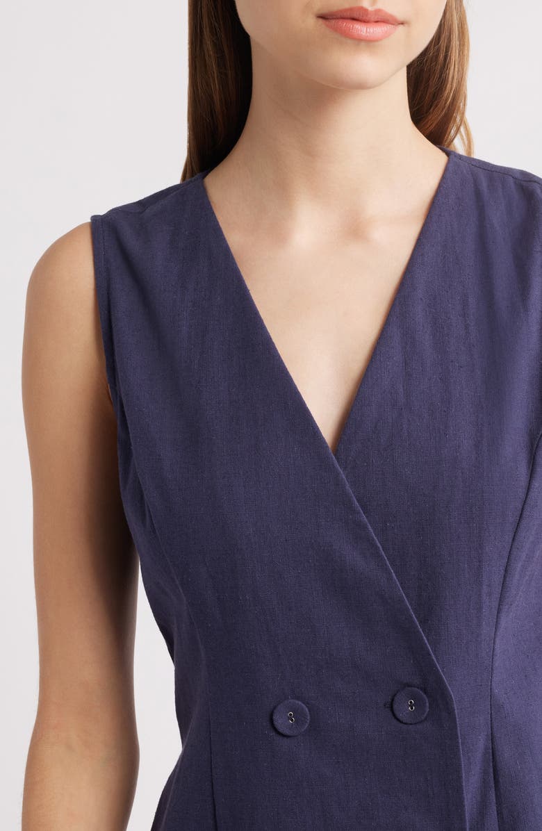 Lost + Wander Siren Coast Sleeveless Double Breasted Romper, Alternate, color, Navy