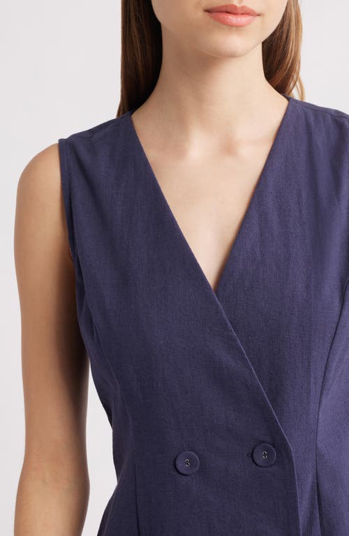 Lost + Wander Siren Coast Sleeveless Double Breasted Romper In Navy