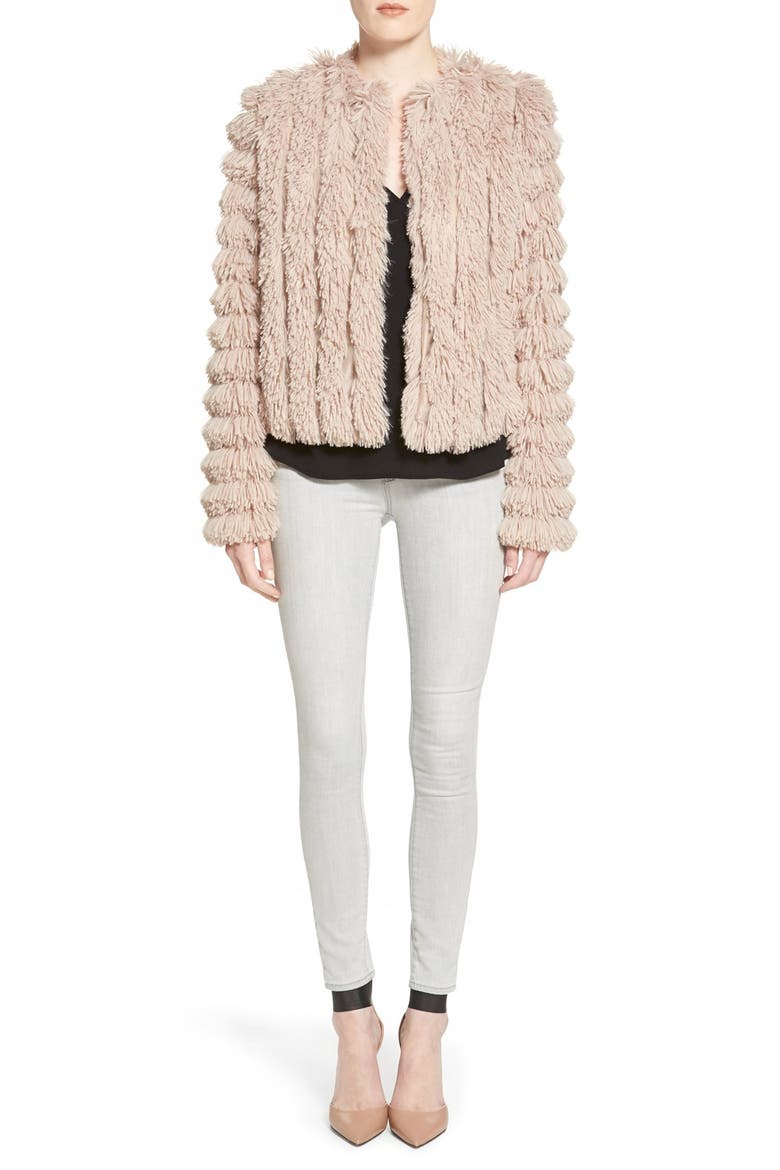 Plush Fringe Jacket, Alternate, color, BEIGE BLUSH