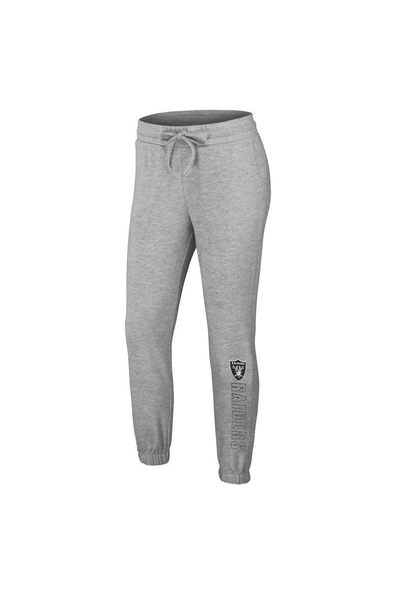 Women's WEAR by Erin Andrews  Heather Gray Las Vegas Raiders Plus Size Knitted Tri-Blend Long Sleeve T-Shirt & Pants Lounge Set, Alternate, color, Heather Gray