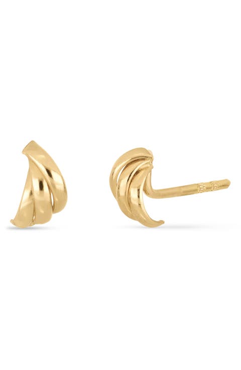 14k Gold 6mm Trio Stud Earrings