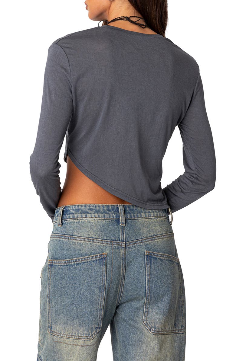 EDIKTED Asymmetric Long Sleeve T-Shirt, Alternate, color, Gray