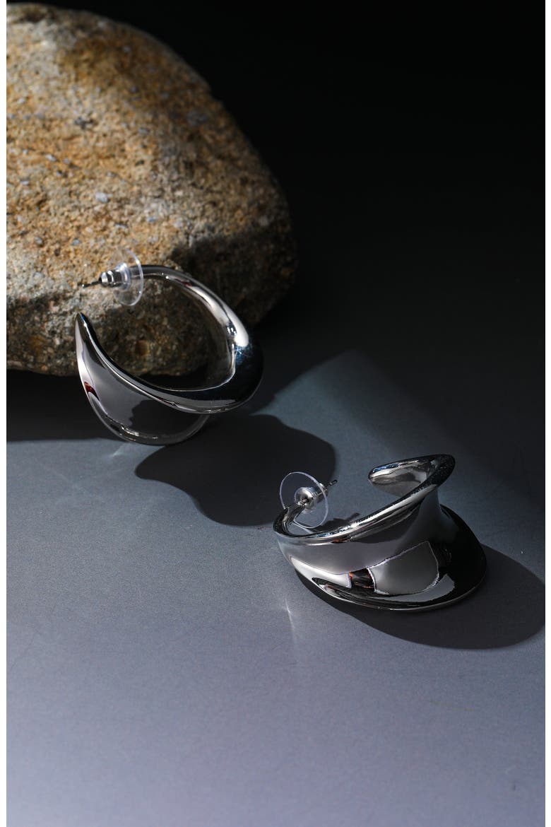 Silver Bond Statement Earrings, Alternate, color, Silver