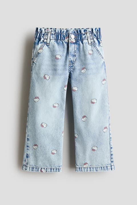 Motif-detail Wide Leg Jeans