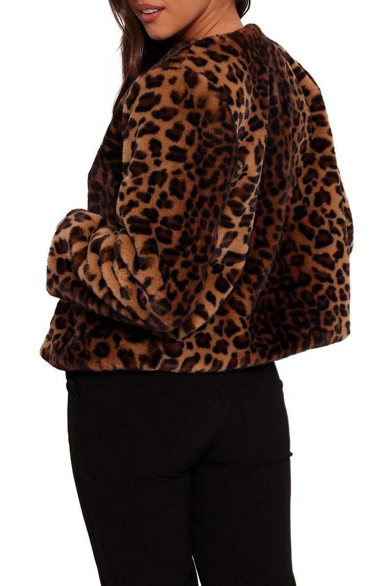 Petal 
Pup Cassia Leopard Print Faux Fur Crop Jacket, Alternate, color, 