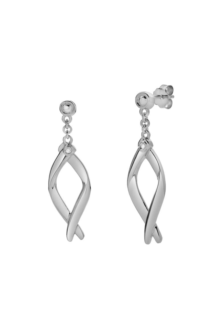 Elmora Sterling Silver 0.02 Ct Diamond Twisted Drop Earrings, Alternate, color, 925 Sterling Silver