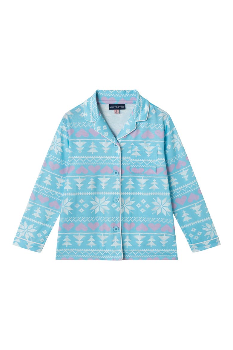 Kids' Two-Piece Pajamas, Alternate, color, AQUA
