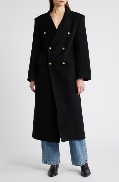 Pixie Market Double Breasted Wool Coat In Black