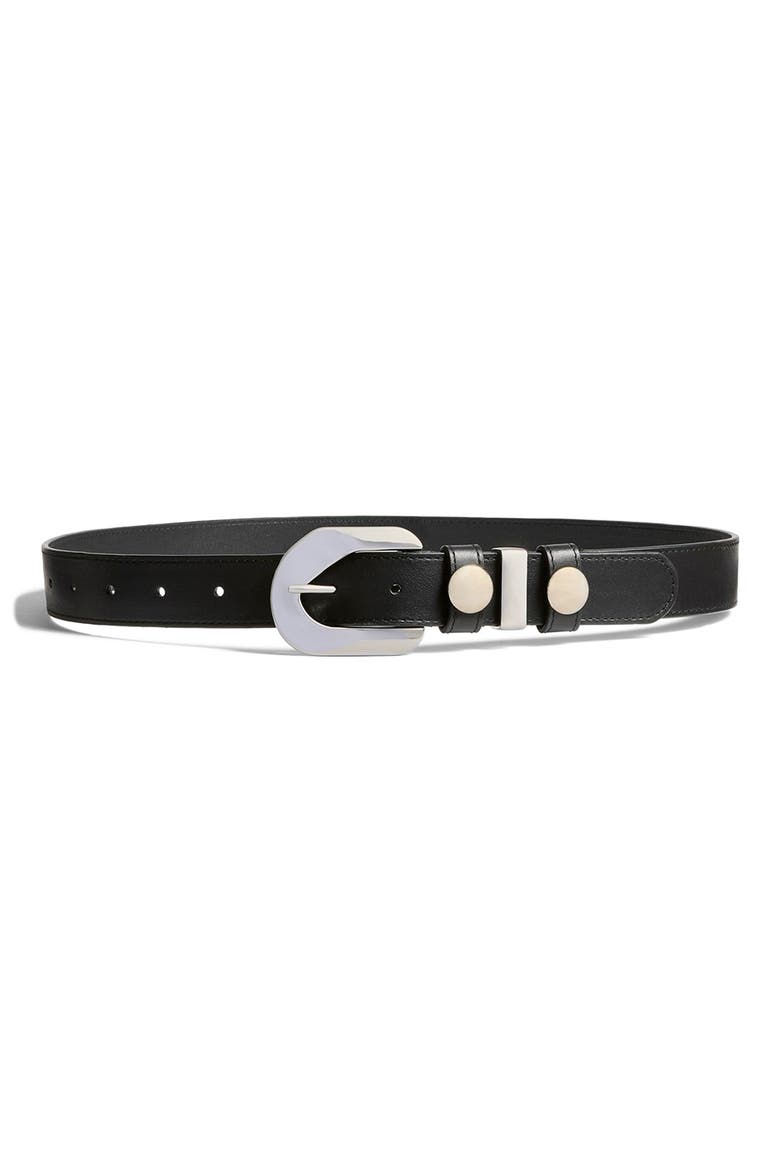 Western Boho Leather Belt, Main, color, BLACK