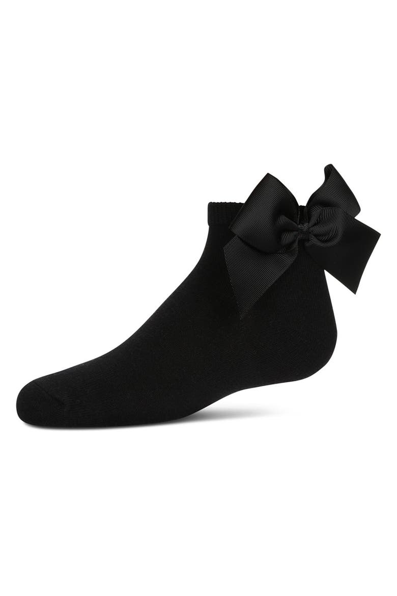 Bow-on-Back Anklet Sock, Main, color, Black