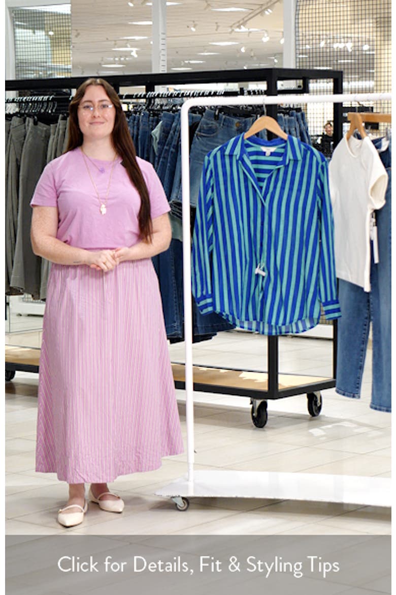 Stripe Long Sleeve Cotton Button-Up Top video