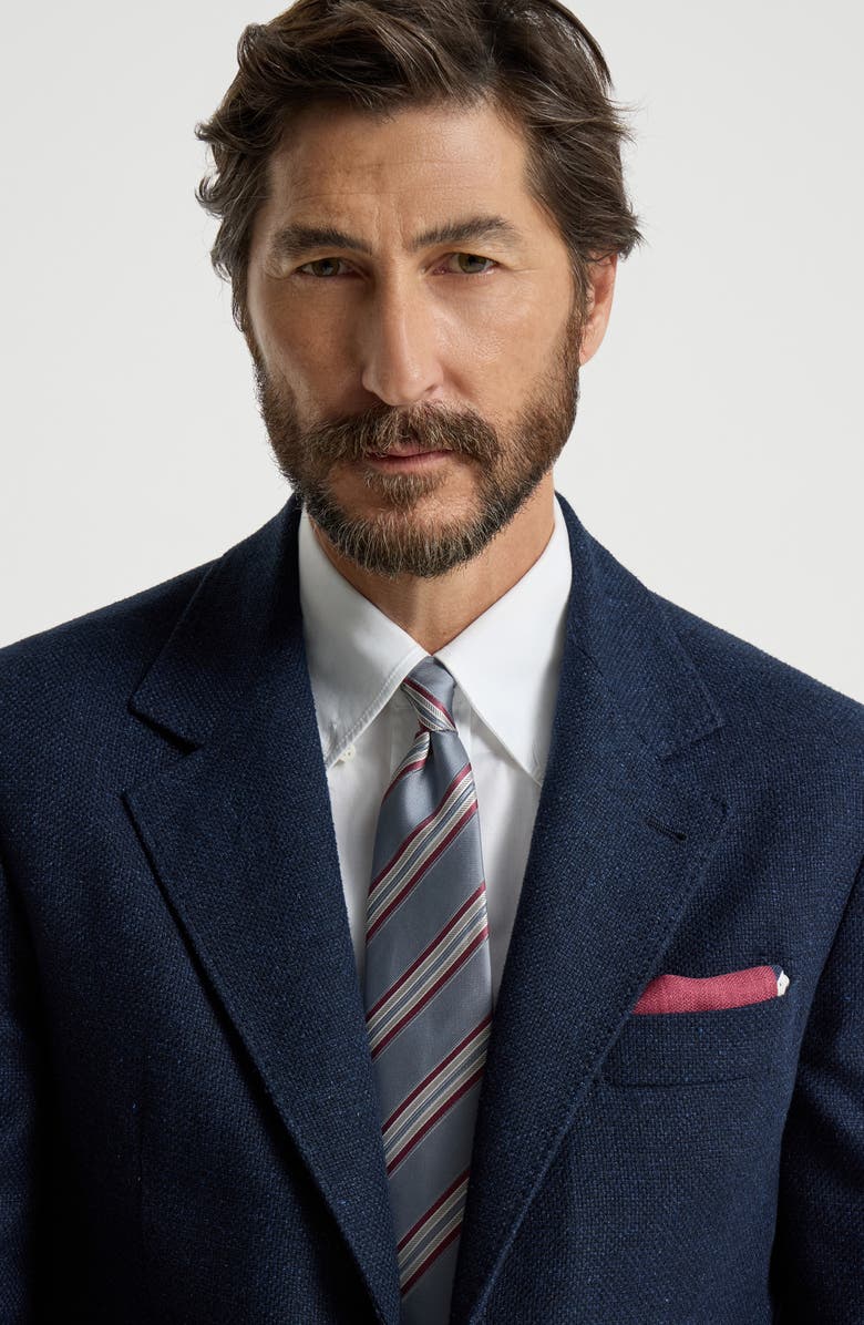 Brunello Cucinelli Silk textured stripe tie, Alternate, color, Medium Grey