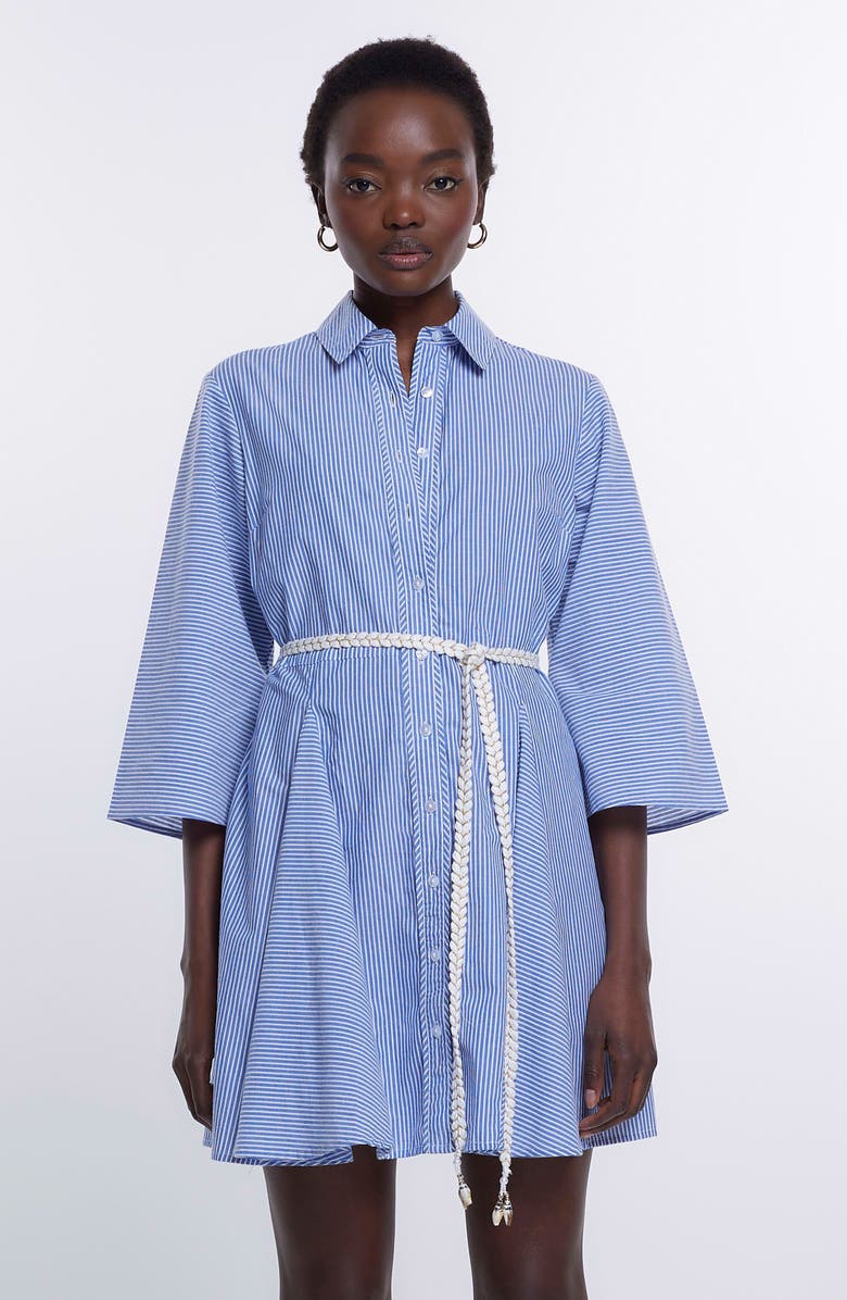 River Island Stripe Belted Shirtdress, Alternate, color,