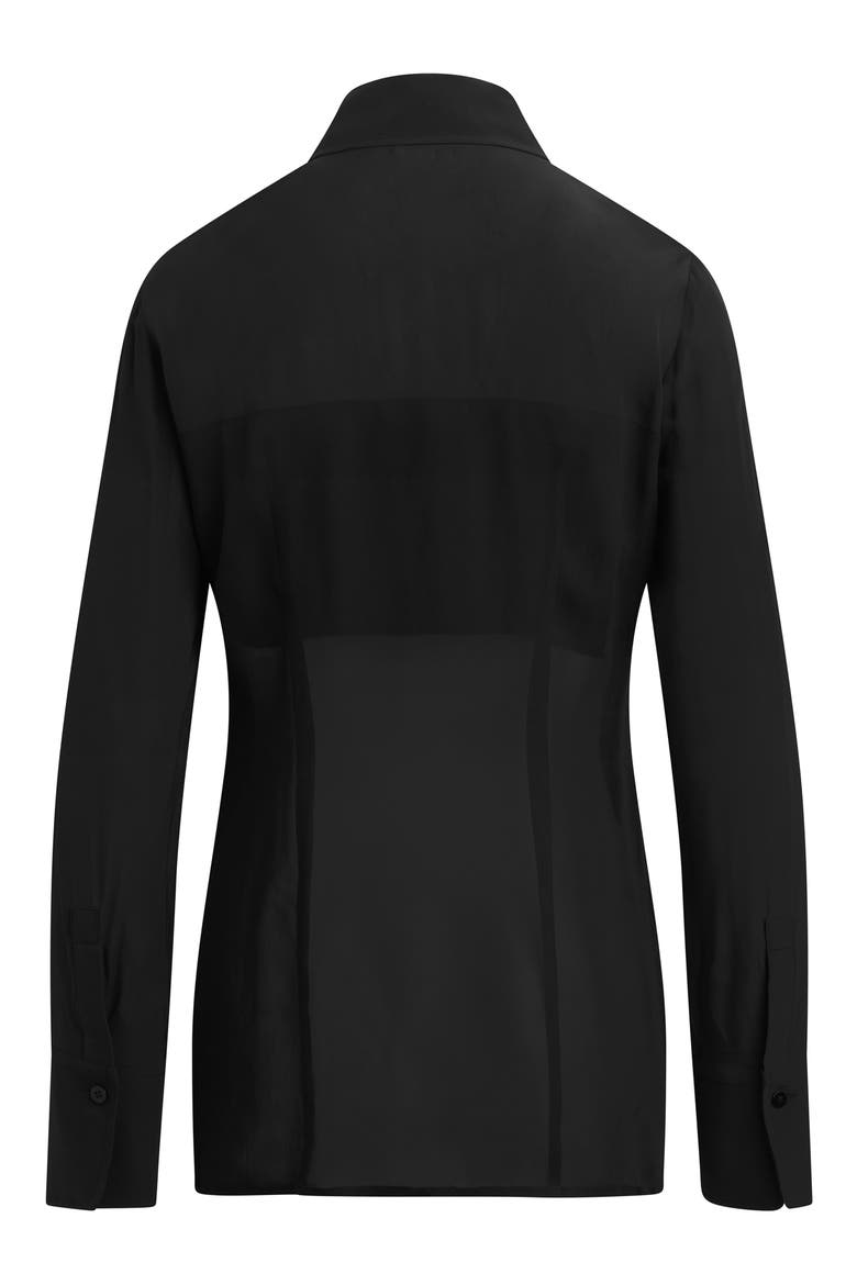 The Sheer Sophistication Button-Up Shirt, Alternate, color, BLACK