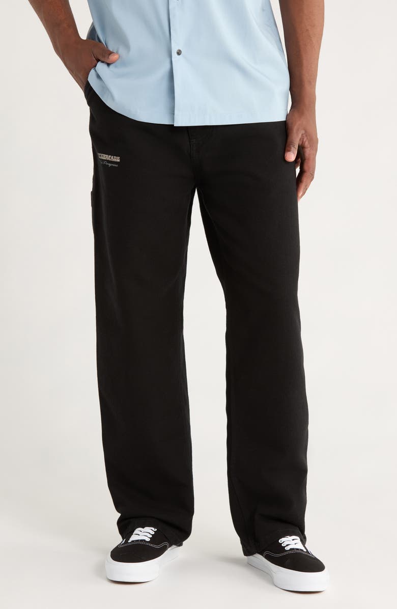 Carhartt Work In Progress OG Single Knit Loose Organic Cotton Canvas Pants, Main, color, Black Heavy Stone Wash