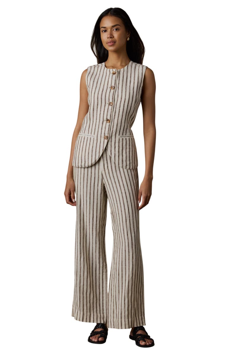 Faherty Sun Strider Linen Vest, Alternate, color, Cocoa Grove Stripe