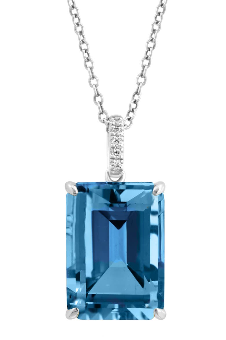 White Sapphire & London Blue Topaz Pendant Necklace, Alternate, color, BLUE