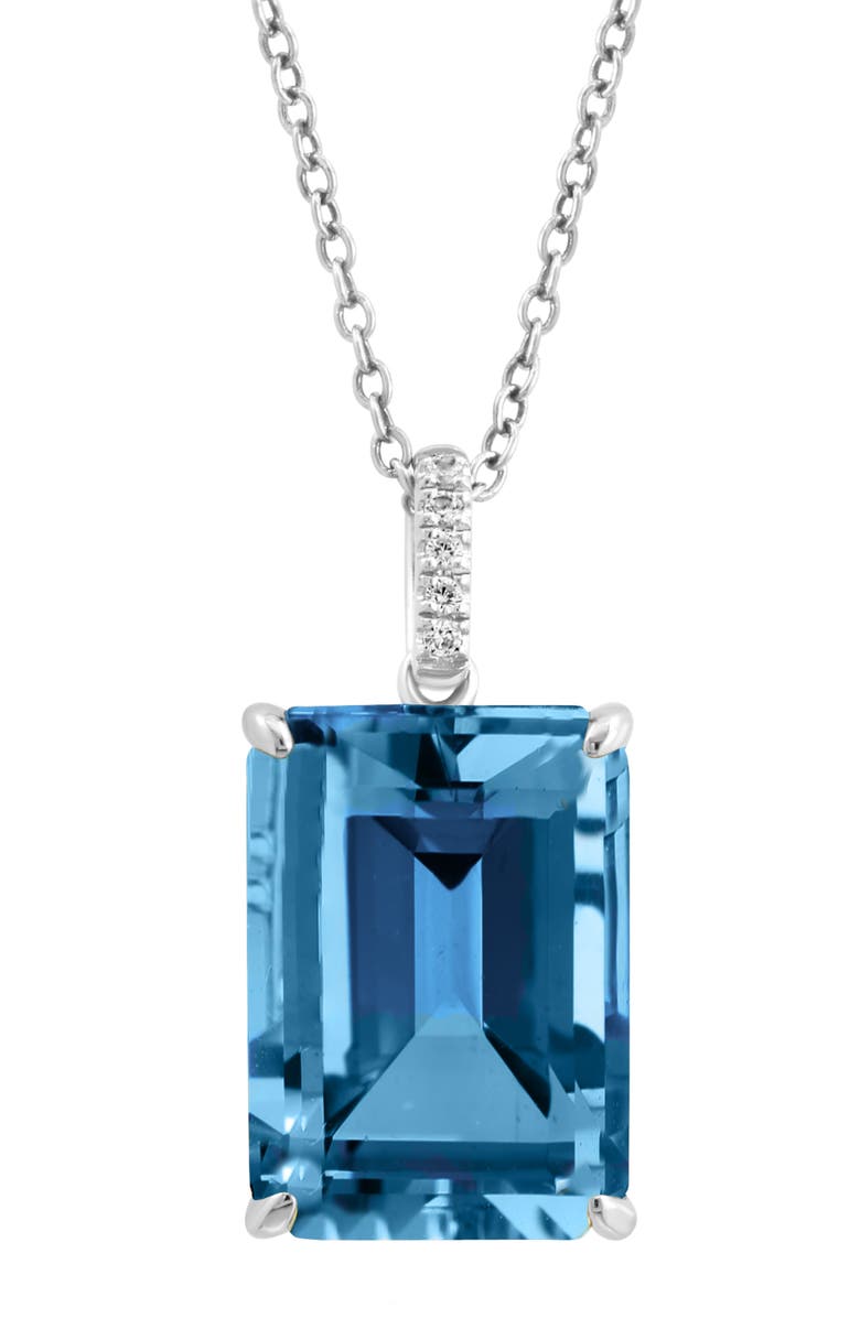 EFFY White Sapphire & London Blue Topaz Pendant Necklace, Alternate, color, Blue