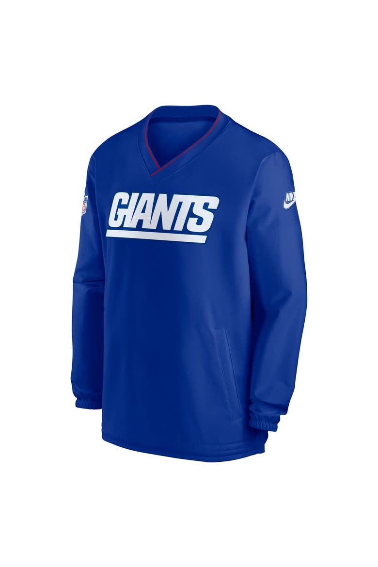 Men's Nike Royal New York Giants 2024 Sideline Throwback Logo Long-Sleeve V-Neck Windshirt, Alternate, color, Royal