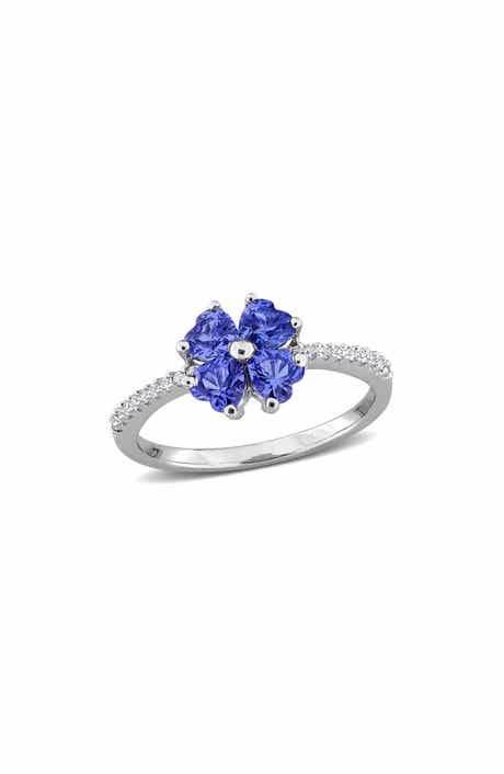 Lab Created Sapphire Flower Heart Ring
