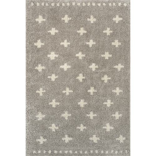 Jonathan Y Cristo Berber Geometric Shag Area Rug In Gray/ivory