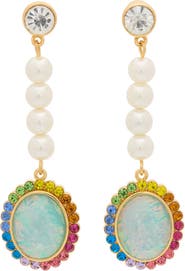 Kurt Geiger London Faux Pearl & Crystal Linear Drop Earrings