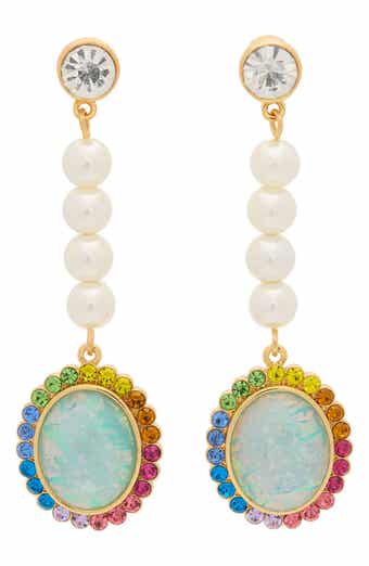 Kurt Geiger London Faux Pearl & Crystal Linear Drop Earrings