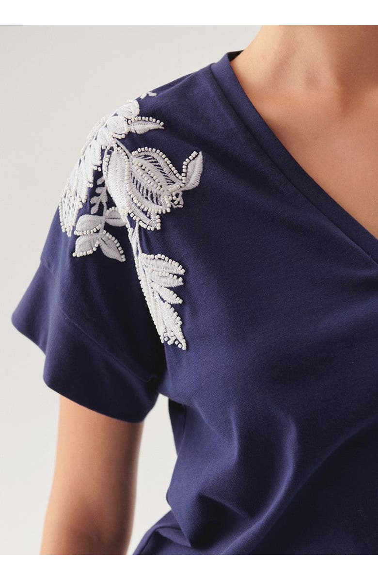 Exquise Haven Sleek Embellished T-Shirt, Alternate, color, Navy Blue